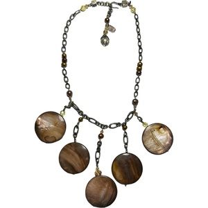 Beaded and brown stone necklace-STUNNING. Cream beads. Purchased from Nordstrom.